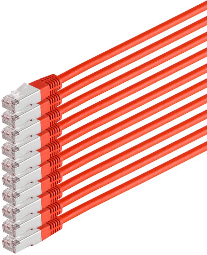 Patchkabel cat 6 S/FTP PIMF HF VE10 rot 0,25m fra S-Impuls – produktbillede