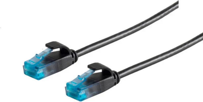 Patchkabel cat. 6 U/UTP slim, schwarz 10m van S-Impuls in Zwart – productfoto