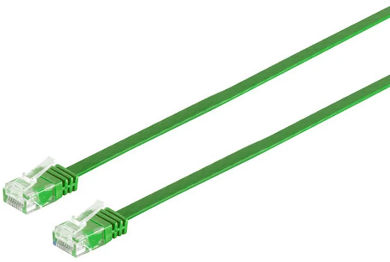 Patchkabel-Flachkabel U/UTP cat. 6 slim grün 0,25m fra S-Impuls i Grøn – produktbillede