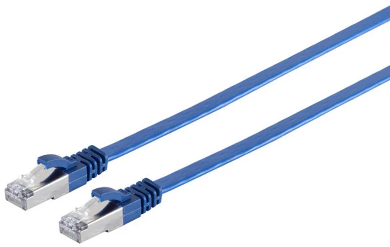 RJ45 Flachkabel m. CAT 7 Rohkabel slim blau 15m från S-Impuls i Blå – produktbild