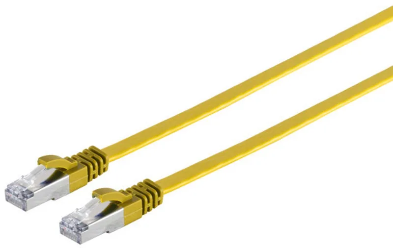 RJ45 Flachkabel m. CAT 7 Rohkabel slim gelb 10m från S-Impuls – produktbild