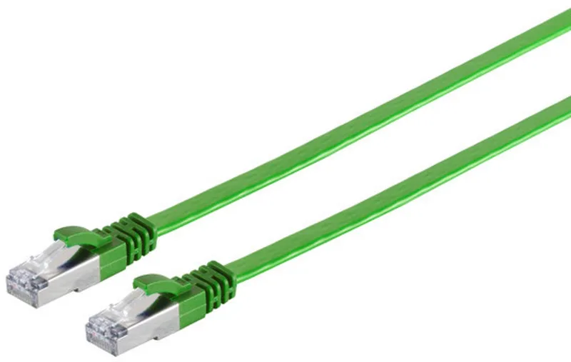 RJ45 Flachkabel m. CAT 7 Rohkabel slim grün 10m från S-Impuls – produktbild