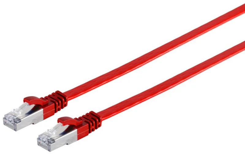 RJ45 Flachkabel m. CAT 7 Rohkabel slim rot 15m från S-Impuls – produktbild
