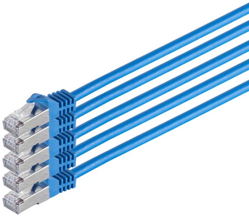RJ45 Patchkabel m. CAT 7 Rohkabel PIMF blau 5m von S-Impuls in Blau – Produktfoto