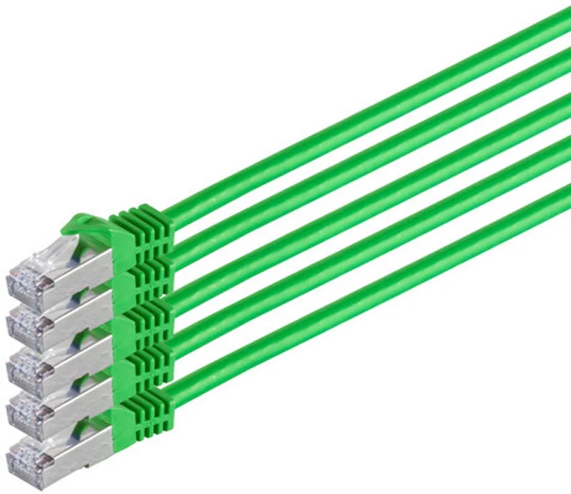 RJ45 Patchkabel m. CAT 7 Rohkabel PIMF grün 0,5m von S-Impuls in Grün – Produktfoto