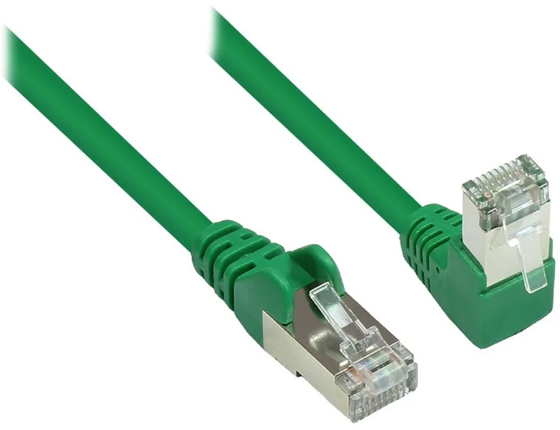 S/FTP CAT6 Gigabit netwerkkabel haaks/recht / 0,50 meter von S-Impuls in Grün – Produktfoto