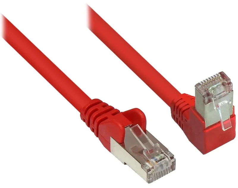 S/FTP CAT6 Gigabit netwerkkabel haaks/recht / 0,50 meter från S-Impuls i Röd – produktbild