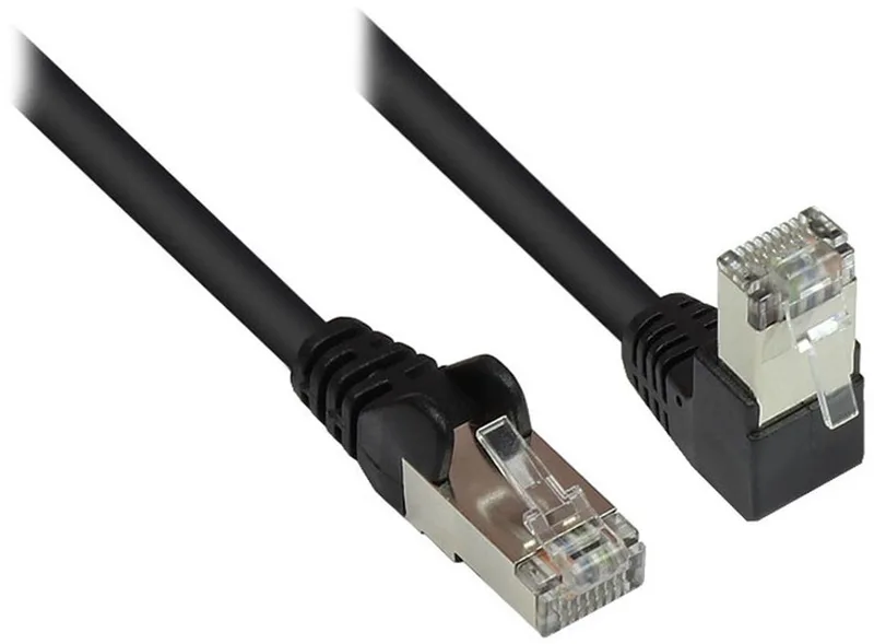 S/FTP CAT6 Gigabit netwerkkabel haaks/recht / 2 meter från S-Impuls i Svart – produktbild