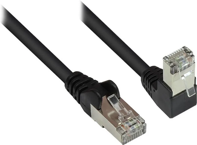 S/FTP CAT6 Gigabit netwerkkabel haaks/recht / 5 meter från S-Impuls i Svart – produktbild