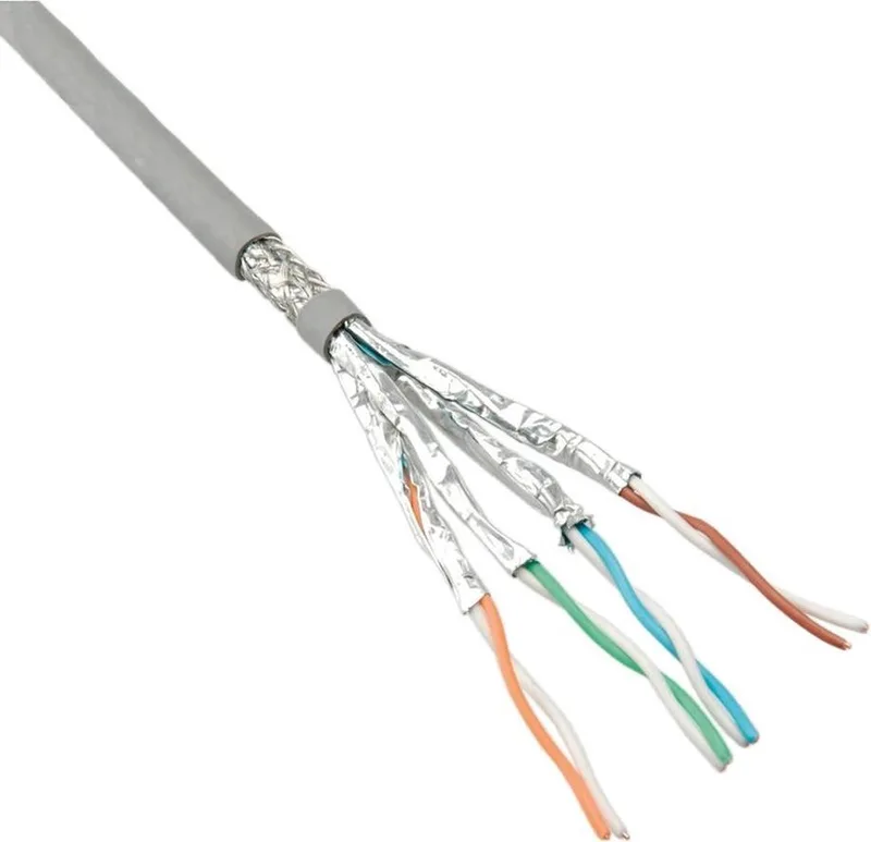 S/FTP CAT6 Gigabit netwerkkabel met vaste aders - AWG24 - LSZH / 50 meter från S-Impuls i Grå – produktbild