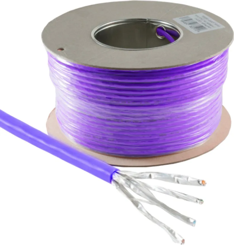 S/FTP CAT7A 10 Gigabit Netwerkkabel - CU - 23AWG - LSZH - Stug - 100 meter från S-Impuls i Lila – produktbild
