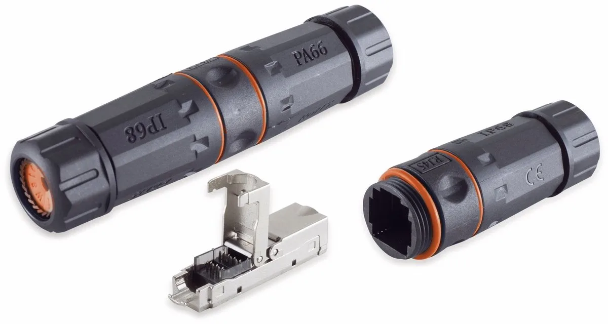 Verbindingsadapter voor F/UTP / S/FTP CAT6a netwerkkabel / Waterproof IP68 de S-Impuls en Noir – photo produit