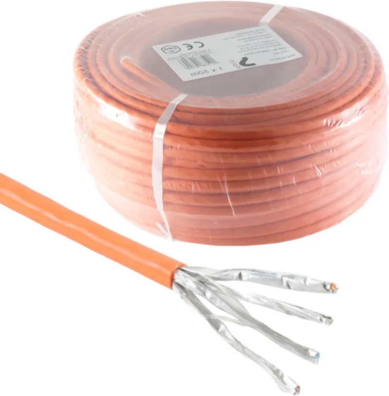 Verlegekabel, cat 7, Basic, S/FTP, CCA, 25m från S-Impuls i Orange – produktbild