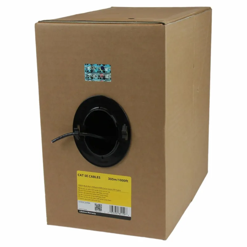 Bulkrol Cat 5e Ethernet kabel - CMR geclassificeerd - 304,8 m - massief från Startech i Svart – produktbild