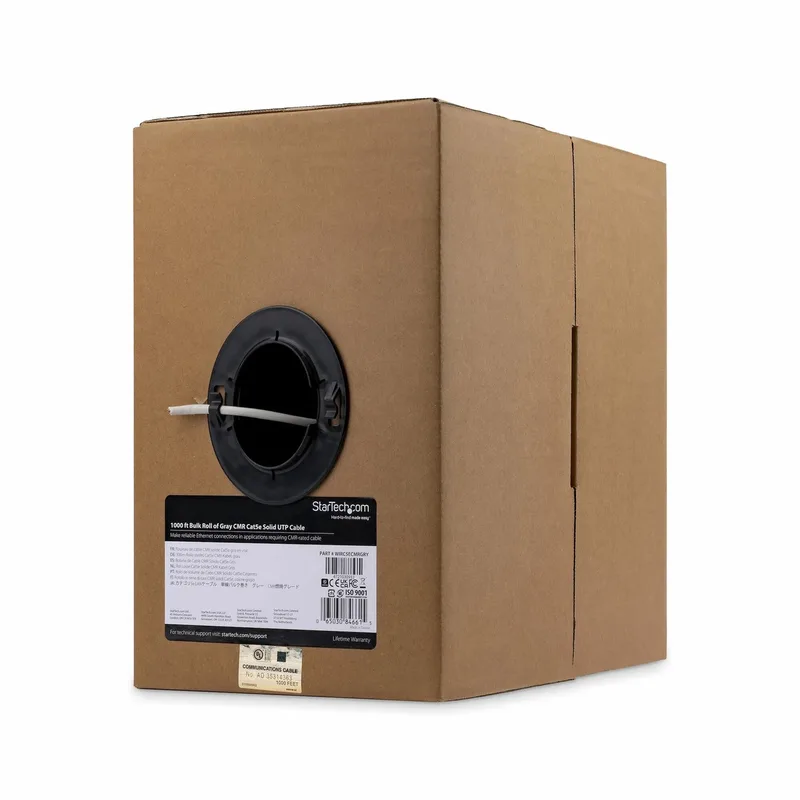 Bulkrol Cat 5e Ethernet kabel - CMR geclassificeerd - 304,8 m - massief by Startech in Grey – product photo