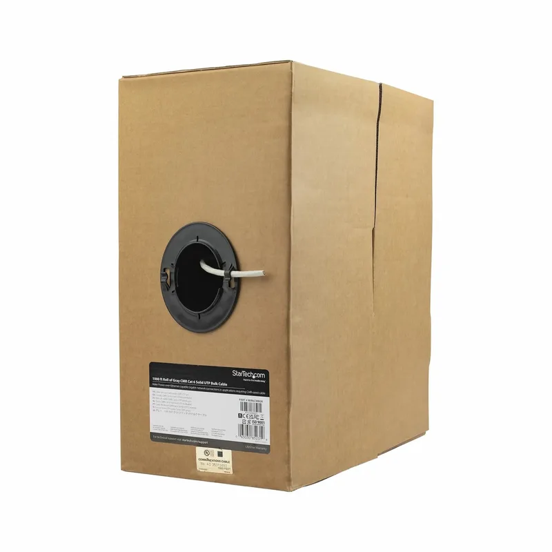 Bulkrol Cat 6 Ethernet kabel - CMR geclassificeerd - 304,8 m - massief by Startech in Grey – product photo