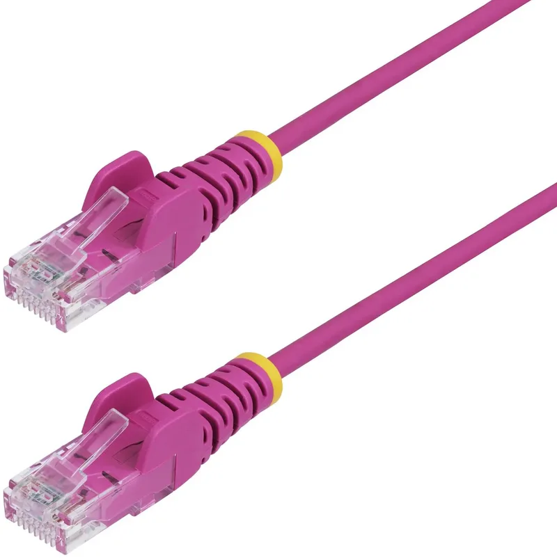 StarTech.com 15m Dunne CAT6 Ethernet Kabel, Snagless, 100W PoE, UTP, LSZH, 28AWG Pure Koperdraad, Slim RJ45 Netwerk Patchkabel met Trekontlasting, Fluke Getest från Startech i Rosa – produktbild