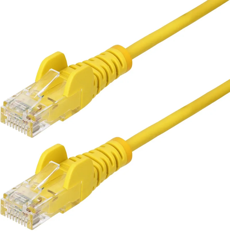StarTech.com 15m Dunne CAT6 Ethernet Kabel, Snagless, 100W PoE, UTP, LSZH, 28AWG Pure Koperdraad, Slim RJ45 Netwerk Patchkabel met Trekontlasting, Fluke Getest från Startech i Gul – produktbild