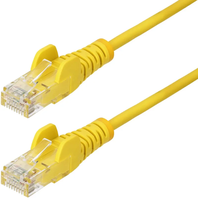 StarTech.com 25cm Dunne CAT6 Ethernet Kabel, Snagless, 100W PoE, UTP, LSZH, 28AWG Pure Koperdraad, Slim RJ45 Patchkabel met Trekontlasting, Fluke Getest från Startech i Gul – produktbild