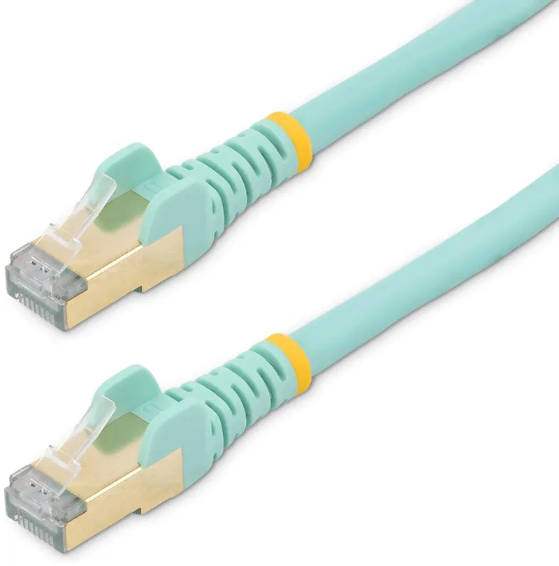StarTech.com 5m Cat6a Ethernetkabel - Aqua - 10Gb STP Shielded Snagless RJ45 100W PoE Internetkabel - 10Gbe Netwerk Patchkabel met Trekontlasting - Individueel getest - TIA/UL Certificatie by Startech in Light blue – product photo