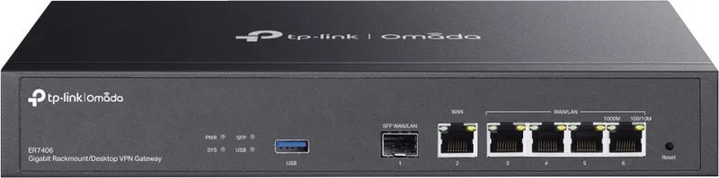 ER7406 bedrade router Gigabit Ethernet von TP-Link in Schwarz – Produktfoto