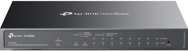 Omada ES210GMP netwerk-switch Managed Gigabit Ethernet (10/100/1000) Power over Ethernet (PoE) van TP-Link in Zwart – productfoto