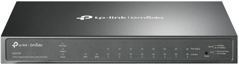Omada SG2210P netwerk-switch Managed L2/L2+ Gigabit Ethernet (10/100/1000) Power over Ethernet (PoE) fra TP-Link i Sort – produktbillede