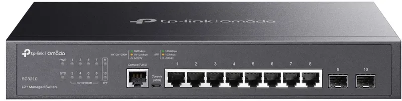 Omada SG3210 netwerk-switch Managed L2/L3 Gigabit Ethernet (10/100/1000) 1U från TP-Link i Svart – produktbild