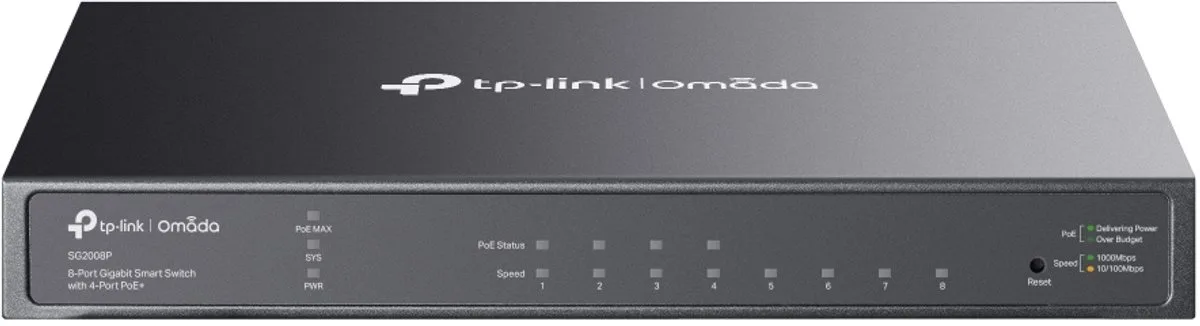 Omada TL-SG2008P Managed L2/L2+ Gigabit Ethernet (10/100/1000) Power over Ethernet (PoE) by TP-Link in Black – product photo