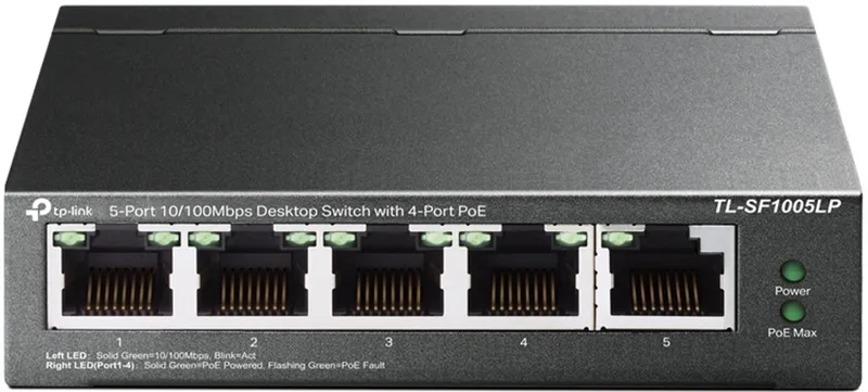 TL-SF1005LP - Netwerk Switch - Unmanaged - PoE van TP-Link in Zwart – productfoto