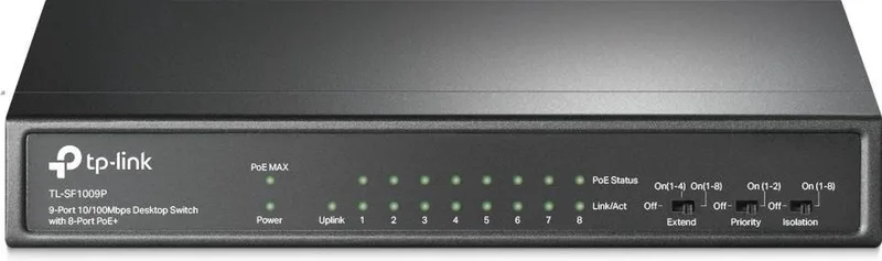TL-SF1009P - Netwerk Switch - Unmanaged - PoE van TP-Link in Zwart – productfoto