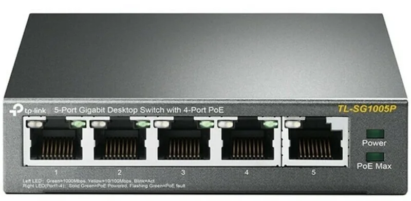 TL-SG1005P - Netwerkswitch - Unmanaged - PoE - 5-Poorts van TP-Link in Zwart – productfoto