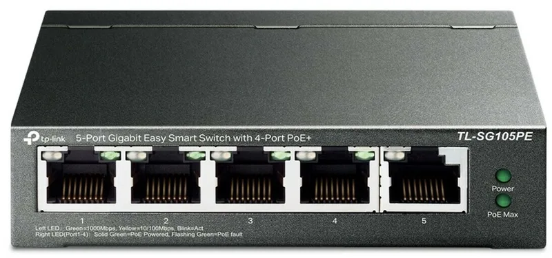TL-SG105PE - Smart Switch - 5 poorten - PoE+ van TP-Link in Zwart – productfoto