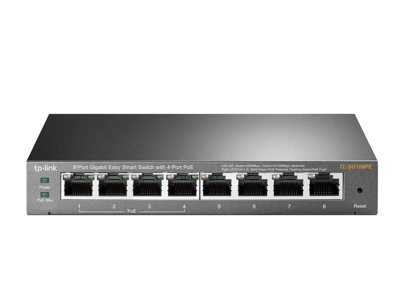 TL-SG108PE - Netwerkswitch - 8-Poorten - Smart Switch - PoE by TP-Link in Black – product photo