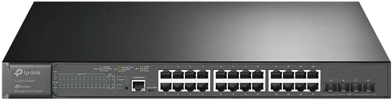 TL-SG3428XMP - Netwerk Switch - Managed - JetStream - 24-Poorten von TP-Link in Schwarz – Produktfoto