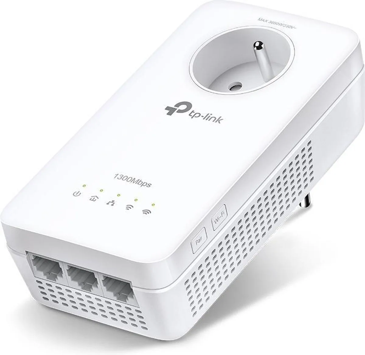 TL-WPA8635P - AV1300 - Powerline adapter Uitbreiding - Belgische stopcontacten fra TP-Link i Hvid – produktbillede