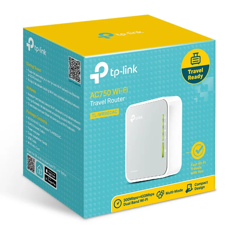 WL-Router TL-WR902AC (AC/750/Mini-Pocket) V4.6 van TP-Link – productfoto