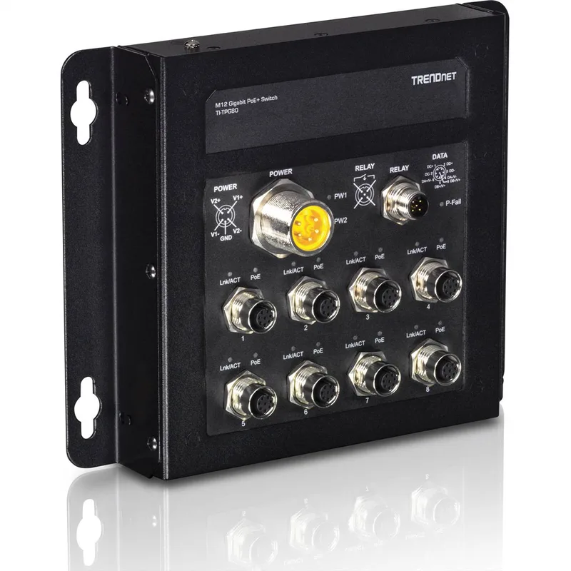 Indust Switch 8-Port EN50155 M12 Gbit PoE+ by TRENDnet – product photo