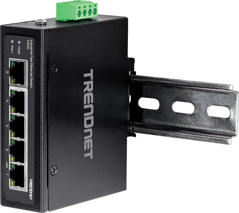 Industrial Switch 5-Port Fast Ethernet DIN-Rail från TRENDnet – produktbild