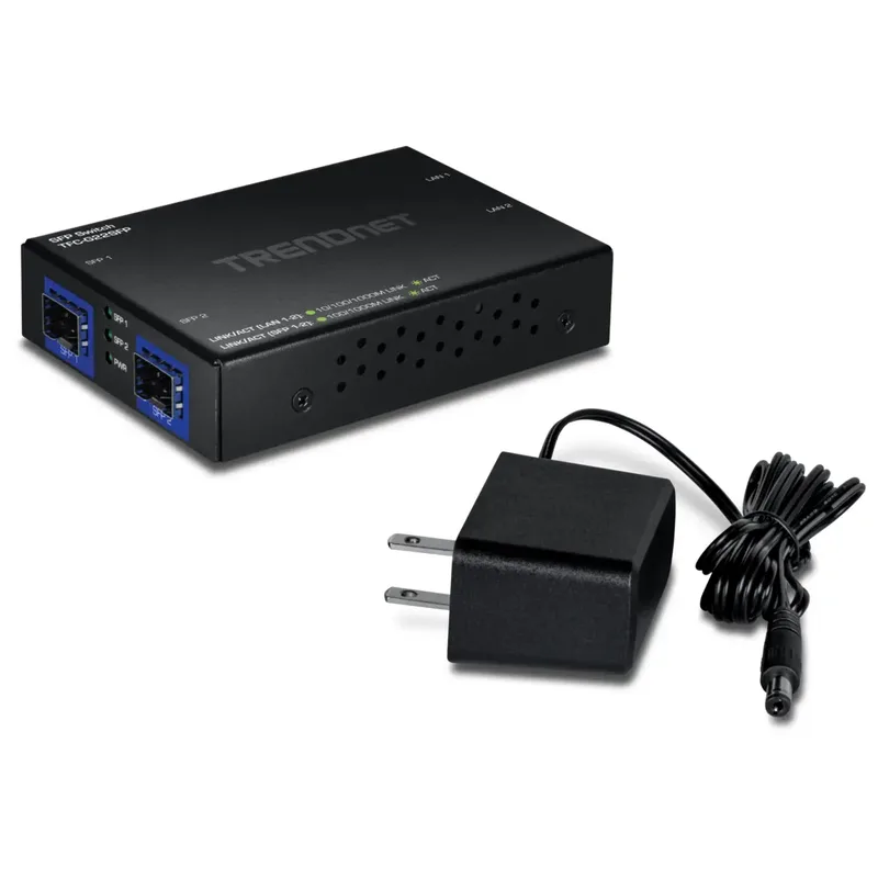 TFC-G22SFP Trendnet TFC-G22SFP, Unmanaged, Gigabit Ethernet (10/100/1000), Vollduplex Netwerk switch fra TRENDnet i Sort – produktbillede