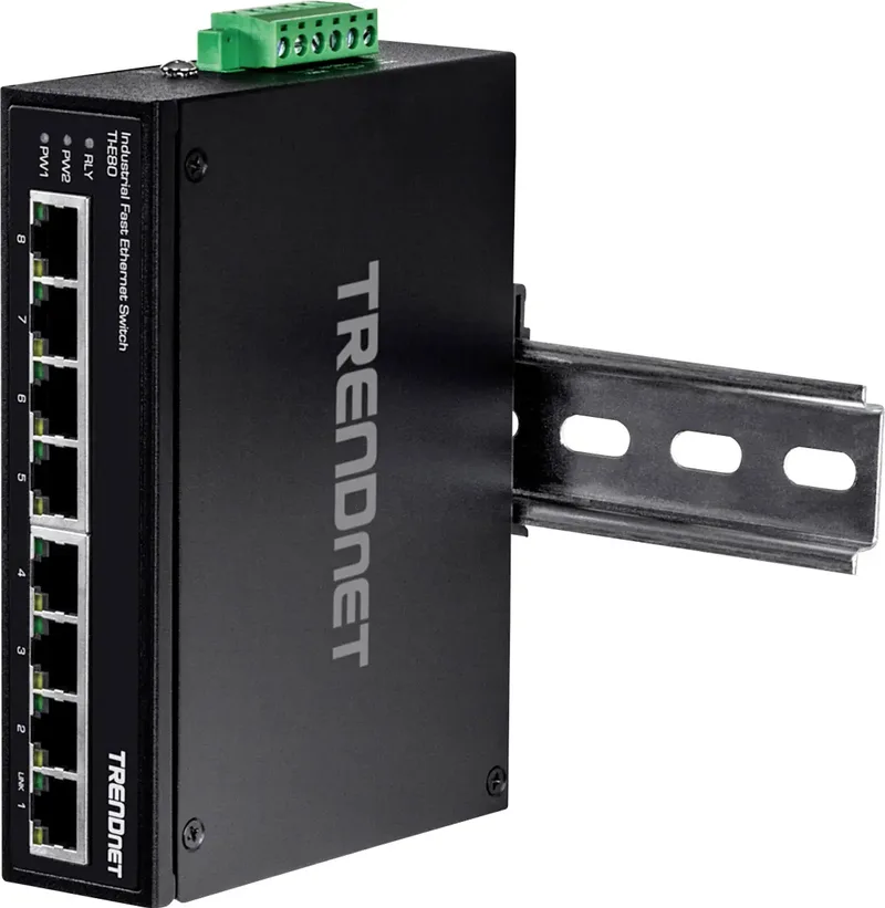 TI-E80 Industrial Ethernet Switch 1.6 GBit/s de TRENDnet en Noir – photo produit