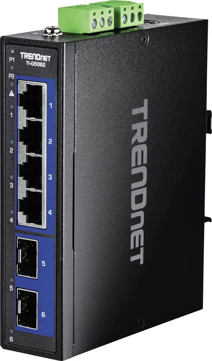TI-G5062 TI-G5062 Industrial Ethernet Switch 10 GBit/s von TRENDnet in Schwarz – Produktfoto