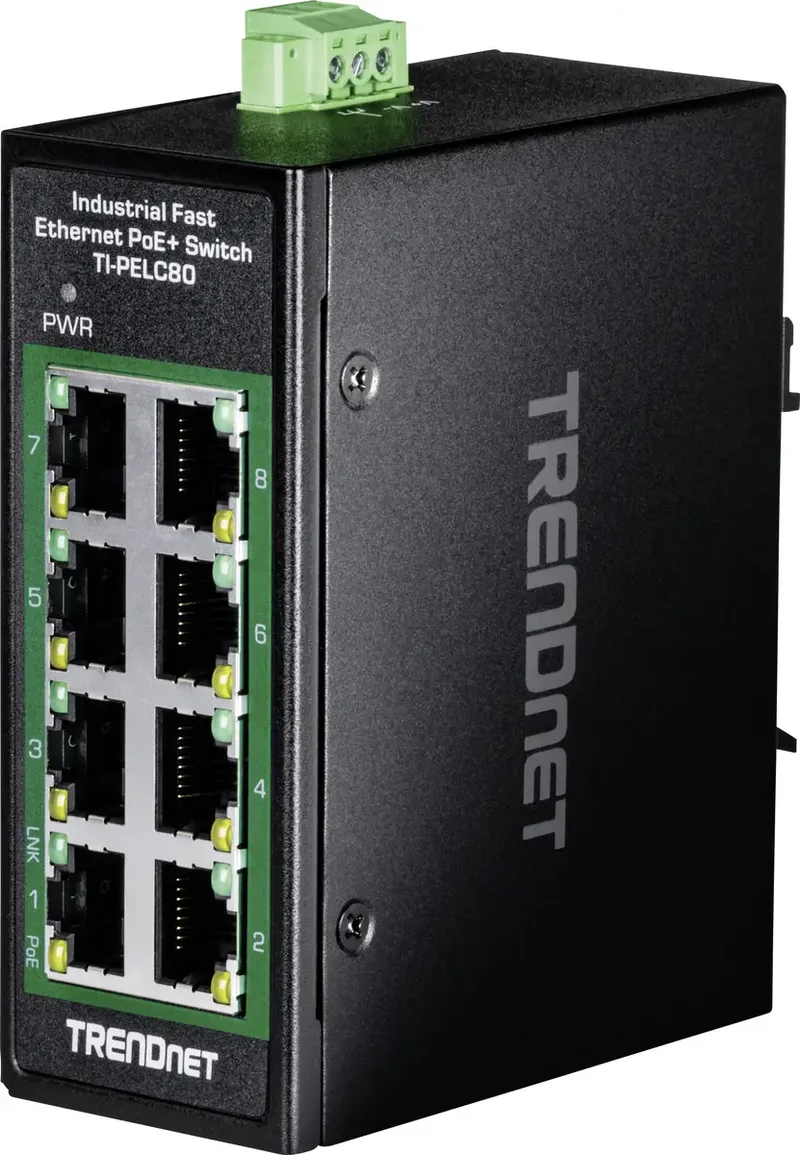 TI-PELC80 TI-PELC80 Netwerk switch 10 / 100 MBit/s van TRENDnet in Zwart – productfoto