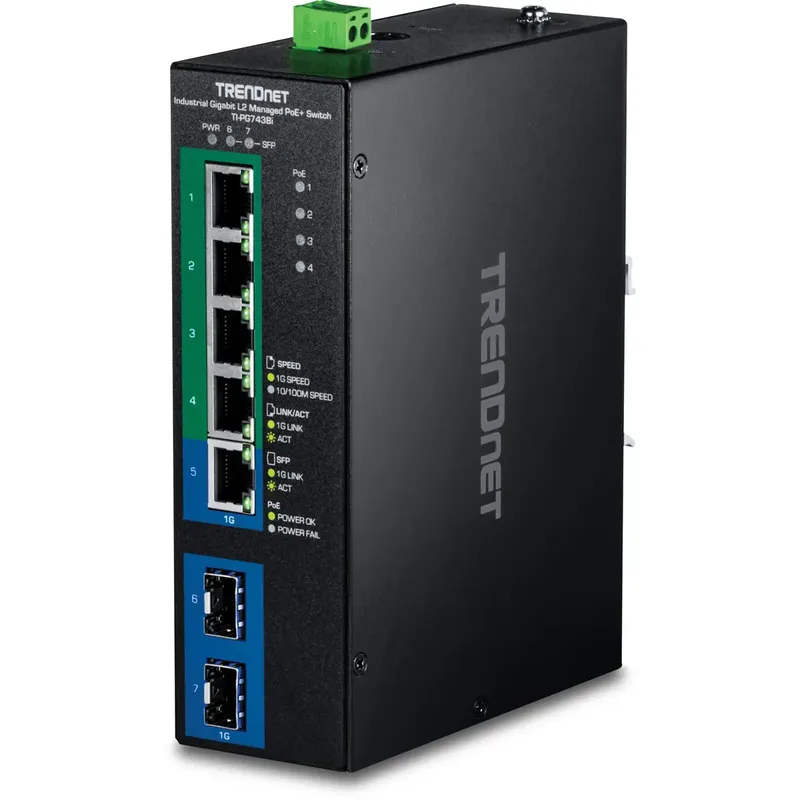 TI-PG743Bi TRENDNET - Industrial L2 - Switch - 1 Gbps Netwerk switch 10 / 100 / 1000 MBit/s by TRENDnet in Black – product photo