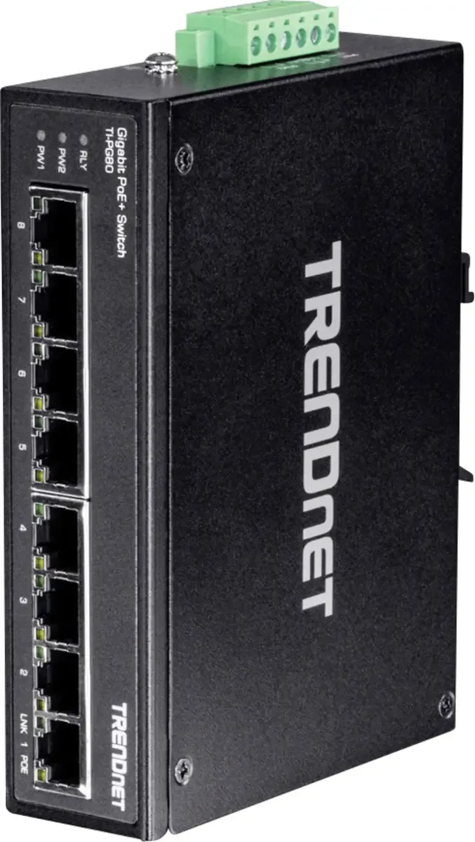 TI-PG80 TI-PG80 Industrial Ethernet Switch 10 / 100 / 1000 MBit/s by TRENDnet in Black – product photo