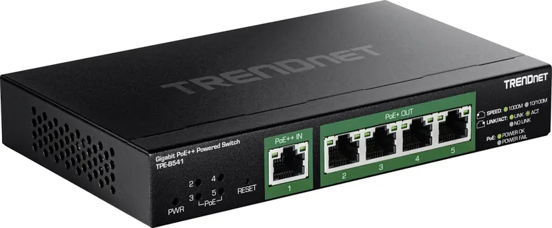 TPE-B541 TPE-B541 Netwerk switch 10 / 100 / 1000 MBit/s PoE-functie van TRENDnet in Zwart – productfoto