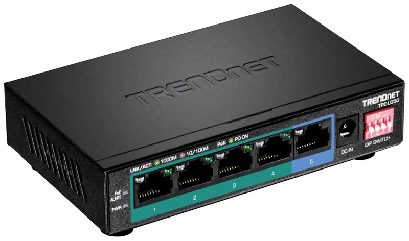 TPE-LG50 TPE-LG50 Netwerk switch 10 / 100 / 1000 MBit/s PoE-functie by TRENDnet in Black – product photo
