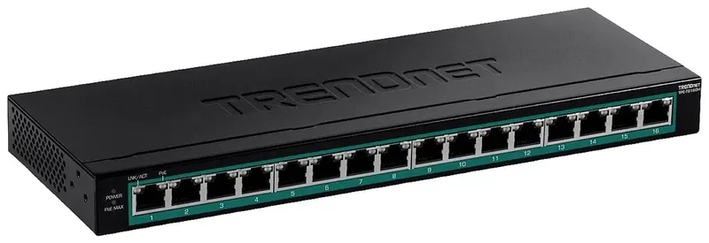 TPE-TG160H 16-Poorts PoE+ Switch Gigabit 123W , zwart von TRENDnet – Produktfoto