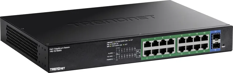 TPE-TG182ES 18-poorts PoE+ switch Gigabit EdgeSmart de TRENDnet en Noir – photo produit
