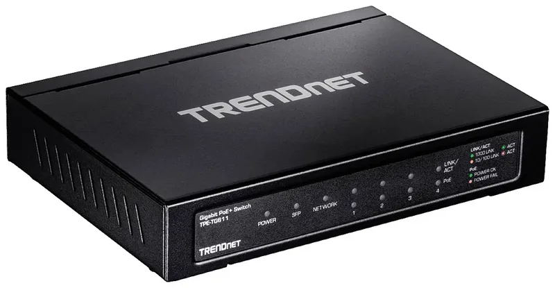 TPE-TG611 TPE-TG611 Netwerk switch 10 / 100 / 1000 MBit/s PoE-functie von TRENDnet in Schwarz – Produktfoto